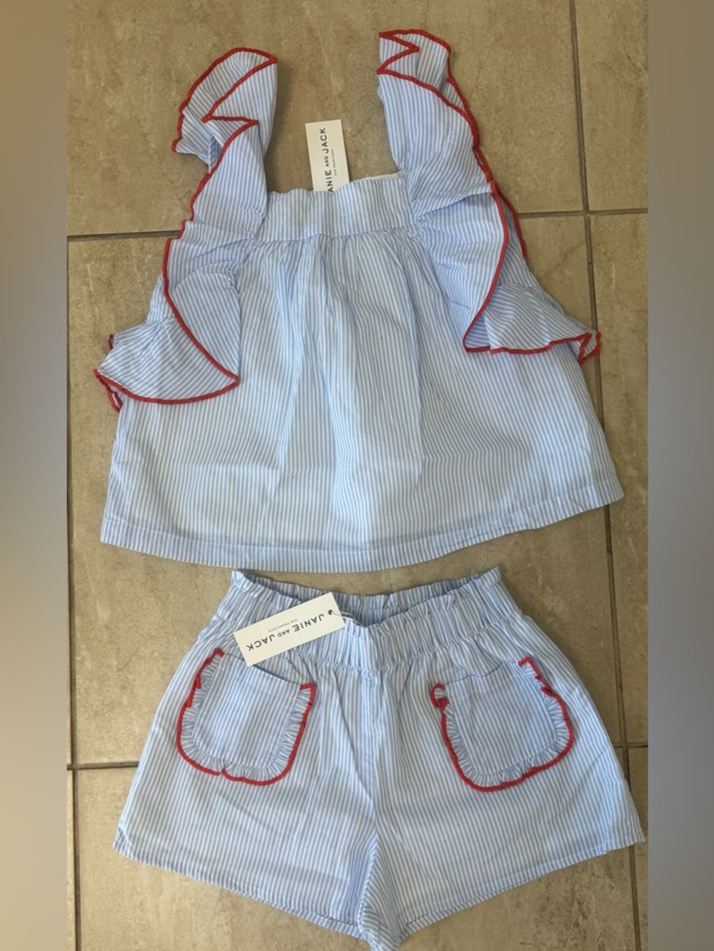 Janie and Jack Striped Ruffle Short and Striped Ruffle Top - Picture 8 of 15